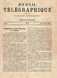 First issue of the Journal t&eacute;l&eacute;graphique, 25 November 1869</p>